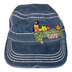 Rainforest Cafe Women’s Cadet Style Embroidered Parrot & Flower Cotton Hat